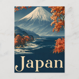 Vintage Snow Capped Mountain Japan Travel Postcard