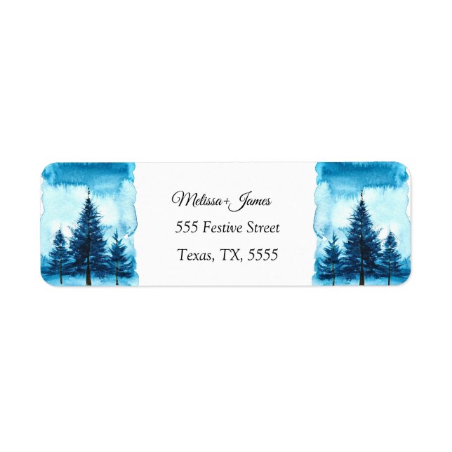 Vintage Snow Christmas Tree Festive Wedding Label (Front)