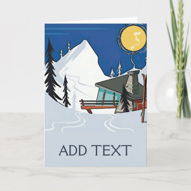 Vintage Snow Couple, add text,  Card (Front)