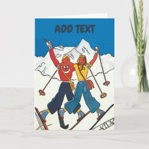 Vintage Snow Couple, add text,  Card