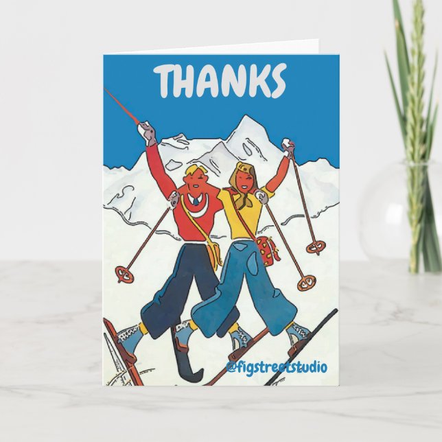 Vintage Snow Couple, add text,  Card (Front)