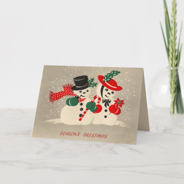 Vintage Snow Couple Christmas Card (Front)
