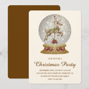 Vintage Snow Globe Christmas Party Invitation