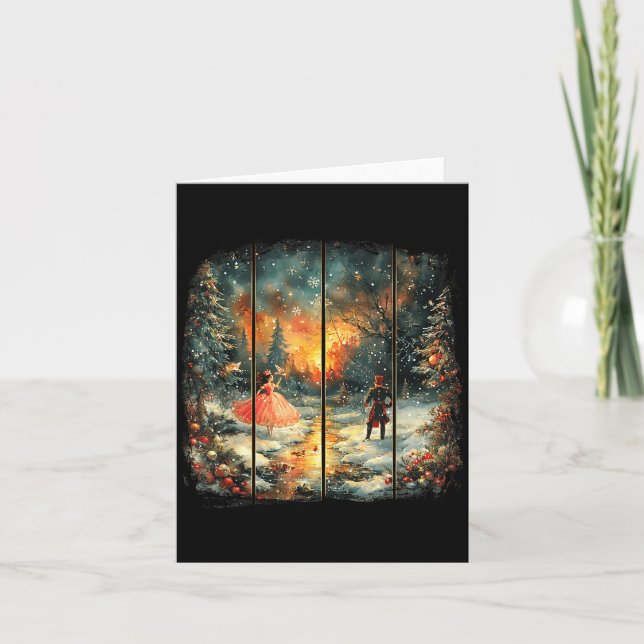 Vintage Snow Globe Nutcracker Christmas Coquette  Card (Front)