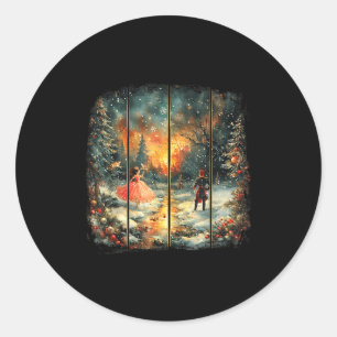 Vintage Snow Globe Nutcracker Christmas Coquette Classic Round Sticker