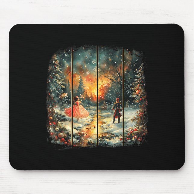 Vintage Snow Globe Nutcracker Christmas Coquette  Mouse Mat (Front)