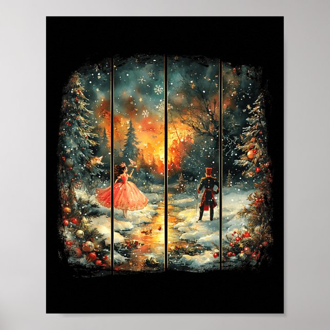 Vintage Snow Globe Nutcracker Christmas Coquette  Poster (Front)