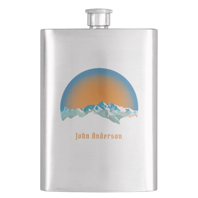 Vintage Snow Mountain Peak Hip Flask (Front)