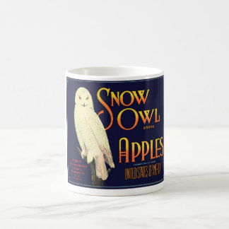 Vintage Snow Owl Apples Label Coffee Mug
