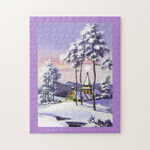 Vintage snow scene jigsaw puzzle