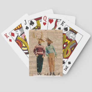 Vintage Snow Ski Deer Playing Cards