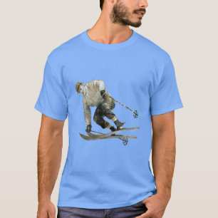 Vintage Snow Skier Ski Jumping Through the Air T-Shirt