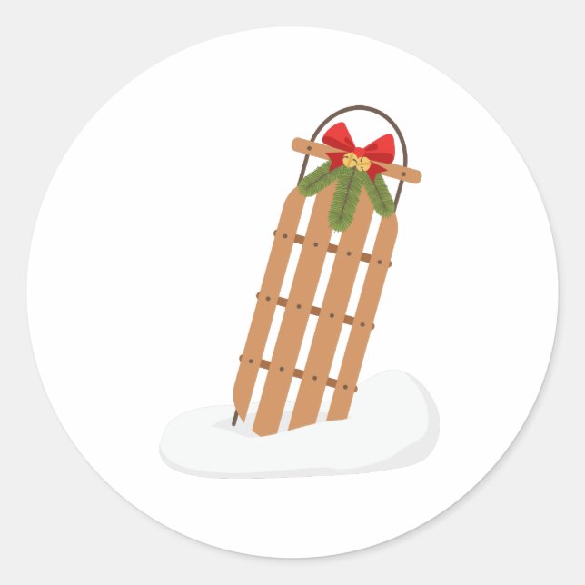 Vintage Snow Sled Classic Round Sticker (Front)