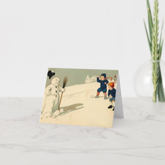 Vintage Snowball Fight Card (Front)