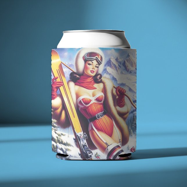 Vintage Snowboard Pin-Up Can Cooler (Creator Uploaded)