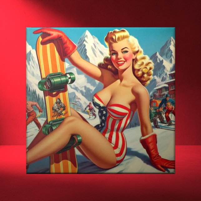 Vintage Snowboard Pin Up Tile (Creator Uploaded)
