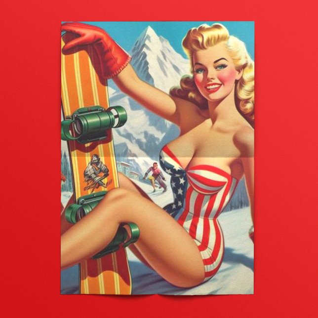 Vintage Snowboard Pin Up Tissue Paper (Creator Uploaded)