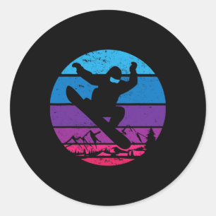 Vintage Snowboard Snowboarding Silhouette I Retro  Classic Round Sticker