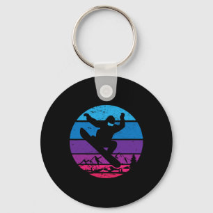 Vintage Snowboard Snowboarding Silhouette I Retro Key Ring