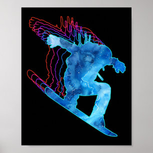 Vintage Snowboard Winter Colour Vacation Gift Snow Poster