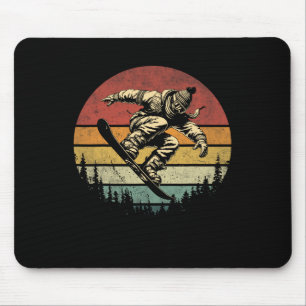 Vintage Snowboarder Graphic Retro Distressed Snowb Mouse Mat
