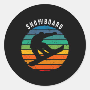 Vintage Snowboarding Clothing - Sunset Snowboard Classic Round Sticker