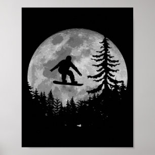 Vintage Snowboarding Moon Snow Snowboarder Gift Poster