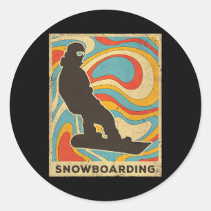 Vintage Snowboarding Sport Retro Poster Gift Classic Round Sticker