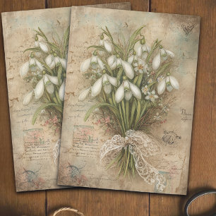 Vintage Snowdrop and Lace Bouquet Decoupage Tissue Paper