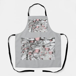 Vintage Snowed Trees with ornaments drawing Apron