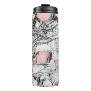 Vintage Snowed Trees with ornaments drawing  Thermal Tumbler