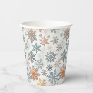 Vintage Snowflake Christmas Watercolor White Paper Cups