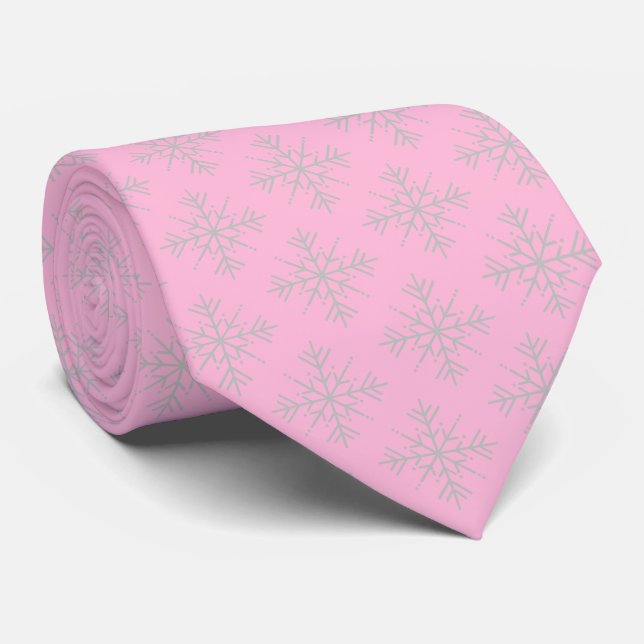 Vintage Snowflake Pink Festive Favours Retro  Tie (Rolled)