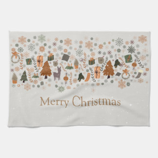 Vintage Snowflakes Christmas  Tea Towel