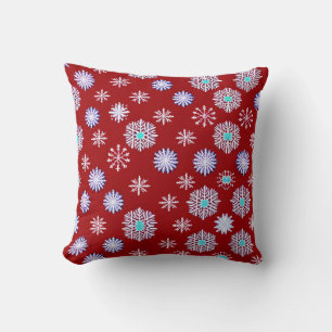 Vintage Snowflakes on Red Cushion