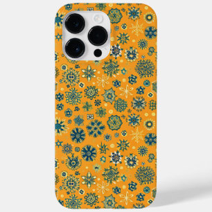 Vintage Snowflakes on Yellow Case-Mate iPhone 14 Pro Max Case