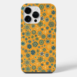 Vintage Snowflakes on Yellow iPhone 14 Pro Max Case