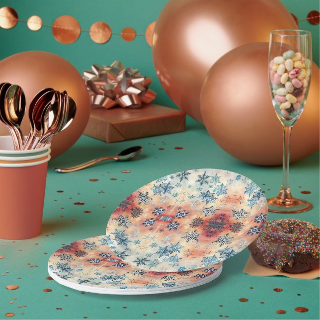 Vintage Snowflakes Pattern - Paper Plates (Multi)