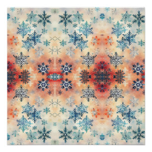 Vintage Snowflakes Pattern - Poster