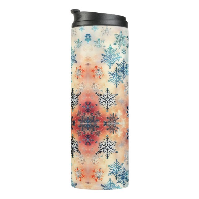 Vintage Snowflakes Pattern - Thermal Tumbler (Rotated Right)