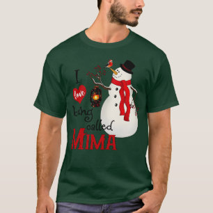 Vintage Snowflakes Snowman I Love Being Called Mim T-Shirt