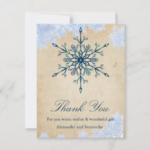 Vintage Snowflakes Winter Snowflake Thank You Card