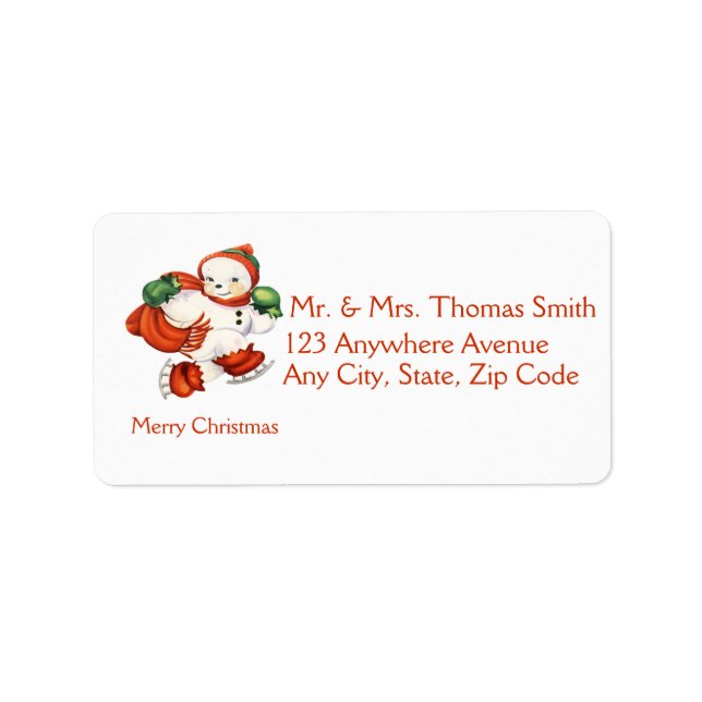 Vintage Snowman Address Label (Front)