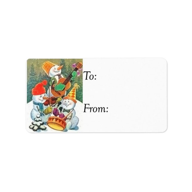 Vintage Snowman Band Gift Tag (Front)