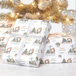 Vintage Snowman Boy First Christmas Blue Name Text Wrapping Paper<br><div class="desc">Cute first Christmas wrapping paper with a cute vintage snowman in blue on the white background for baby boys. Easily personalise the text. Please visit the store for the full line of products that are available - Kate Eden Art</div>