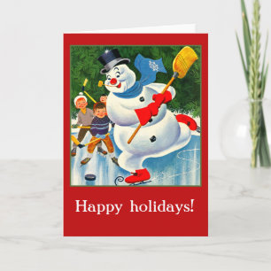 Vintage Snowman Card for Holidays