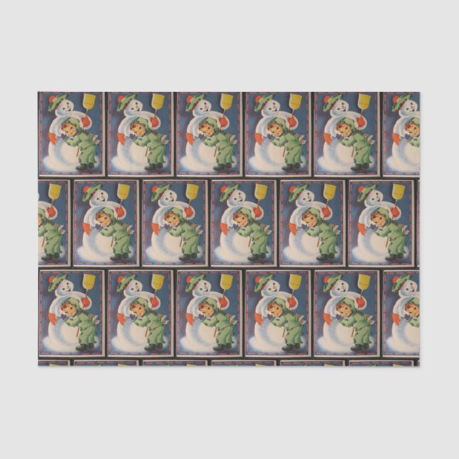 Vintage snowman child party tissue tissue paper (Front)