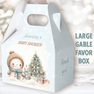 Vintage Snowman Christmas Boy Baby Shower Large Favour Box