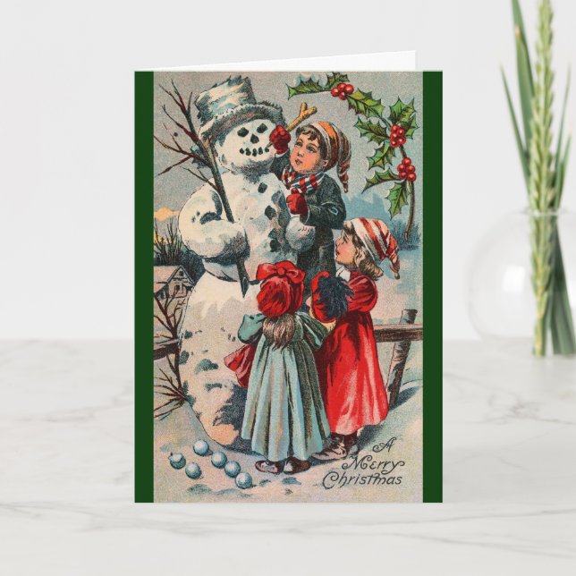 Vintage Snowman Christmas Card (Front)