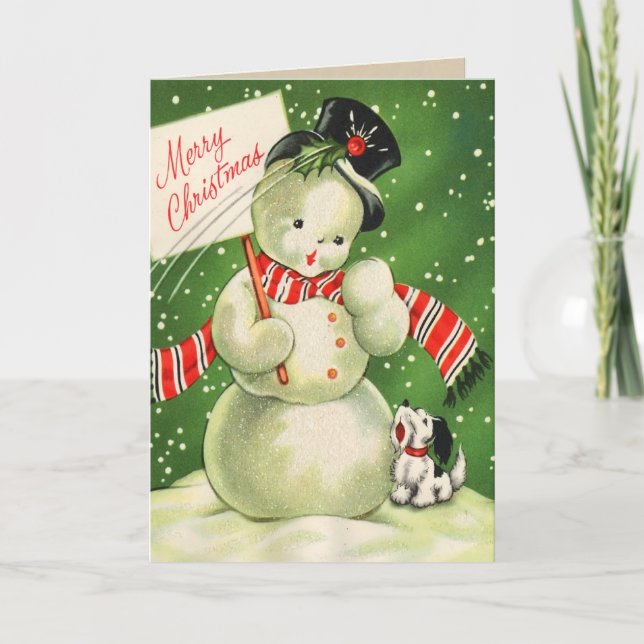 Vintage Snowman Christmas Card (Front)